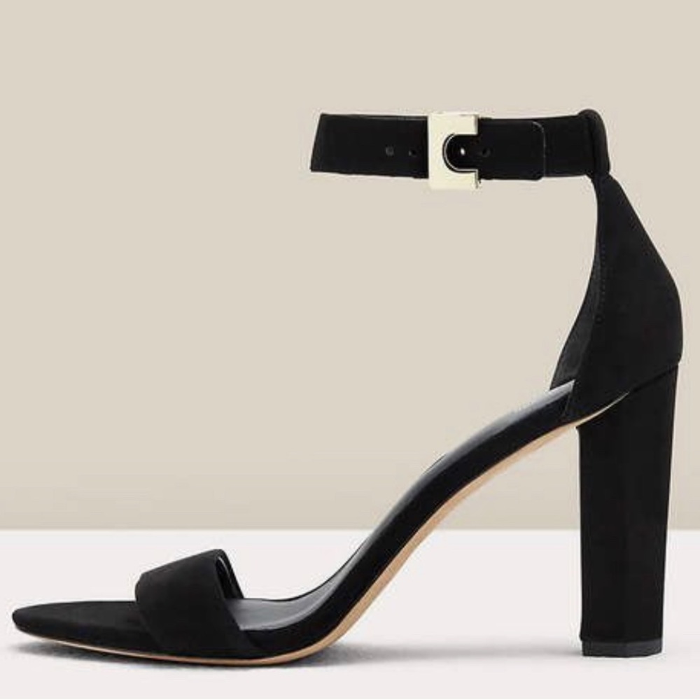 DVF Chain Link Black Suede Sandals EU 37.5 US 7.5